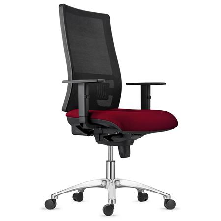 Ergonomischer Bürostuhl EMERSON, Metallfußkreuz, verstellbare Rückenlehne mit Lordosenstütze, Stoffbezug, Farbe Burgund