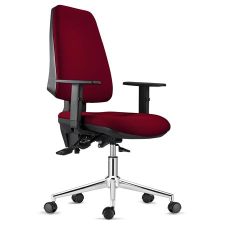 Ergonomischer Bürostuhl INDIANA METALL, Stoffbezug, Metallgestell, verstellbare Armlehnen, Farbe Burgund