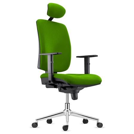Ergonomischer Bürostuhl PIERO STOFF V mit Kopfstütze, verstellbare Armlehnen, Farbe Grün