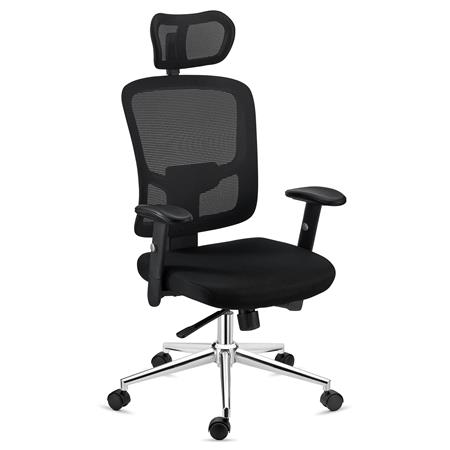Ergonomischer Bürostuhl MARKO, Kopf- und Lordosenstütze, Synchronmechanik, Farbe Schwarz
