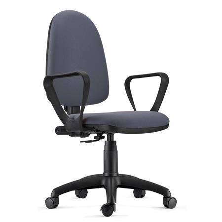 Bürodrehstuhl ANDREA, robust und vielseitig, Stoffbezug, verstellbare Rückenlehne, Armlehnen, Farbe Grau