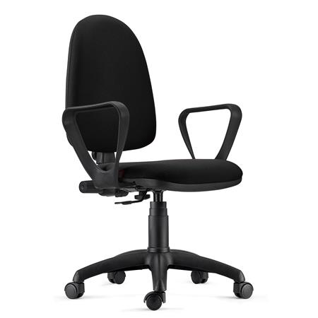 Bürodrehstuhl ANDREA, robust und vielseitig, Stoffbezug, verstellbare Rückenlehne, Armlehnen, Farbe Schwarz