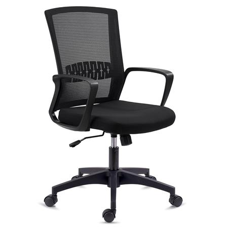 Bürostuhl IBIZA, bequem und robust, Lordosenstütze, Wippfunktion, Farbe Schwarz
