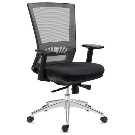 Bürostuhl MAGNUM. 8h-Nutzung, Aluminiumfußkreuz, Lordosenstütze, Farbe Grau