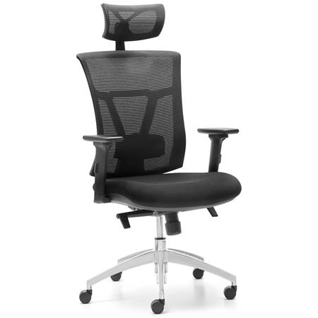 Ergonomischer Bürostuhl BRENDA, mit Kopf- und Lordosenstütze, für die 8h-Nutzung, Farbe Schwarz
