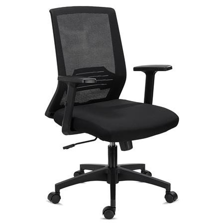 Bürostuhl MIAMI, Lordosenstütze, verstellbare Armlehnen, bequem und robust, Farbe Schwarz