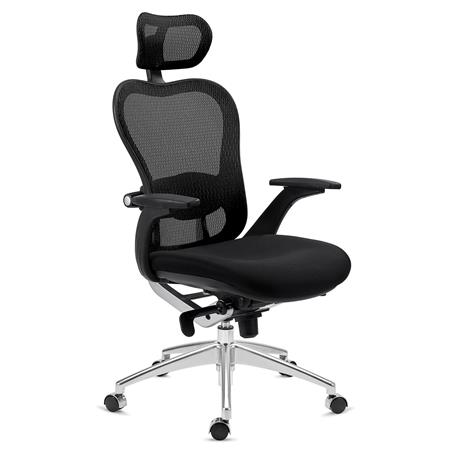 Ergonomischer Bürostuhl ROYAL, 8h-Nutzung, innovative Lordosenstütze, exklusives Design, Farbe Schwarz