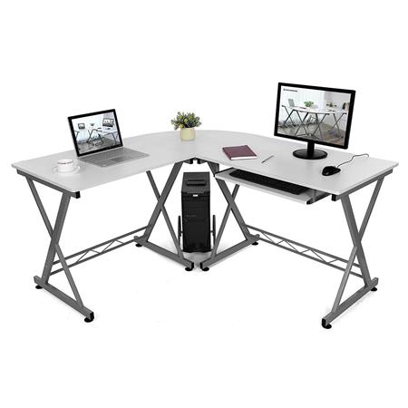 Computertisch EASY LINE , 150x138x75 cm, Struktur aus Metall und Holz, Farbe Weiß