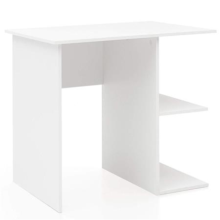 Computertisch MÜNSTER, 82 x 60 x 76 cm, mit Regalen, aus Holz, Farbe Weiß