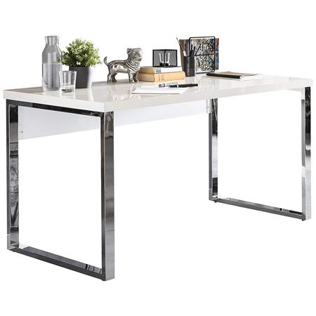 Bürotisch ANISA, Abmessungen 140 x 70 x 76 cm, Metallgestell und Holz, Farbe Weiß