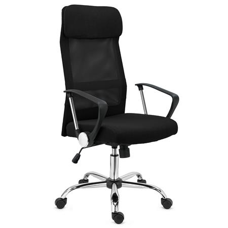 Bürostuhl KAIRO, gepolsterte Kopfstütze, exklusives Metallgestell, Farbe Schwarz