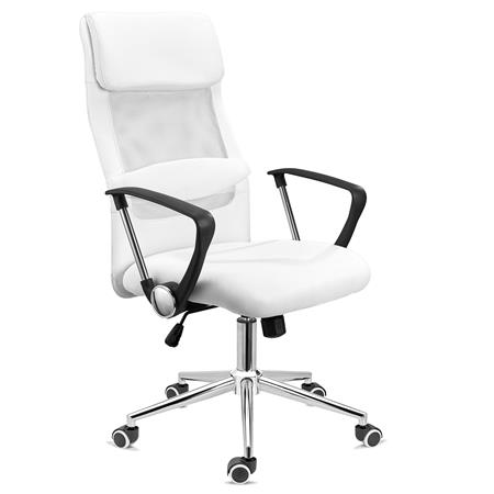 Bürostuhl KAIRO, gepolsterte Kopfstütze, exklusives Metallgestell, Farbe Weiß