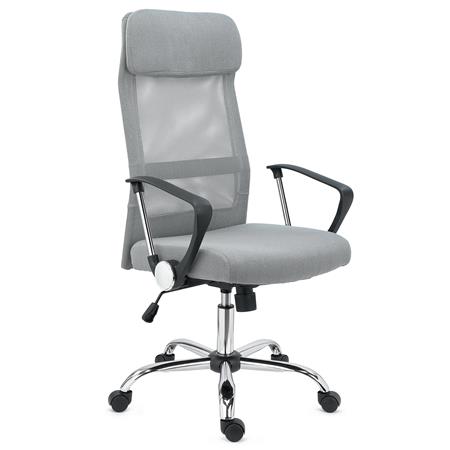 Bürostuhl KAIRO, gepolsterte Kopfstütze, exklusives Metallgestell, Farbe Grau