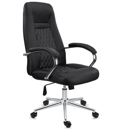 Chefsessel ISTANBUL, exklusives Design mit Lederbezug und Ziernähten, Stahlstruktur, Farbe Schwarz
