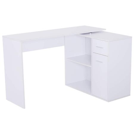 Bürotisch KÖNIGSBERG, mit Regal und Schubladen, Holz, Farbe Weiß