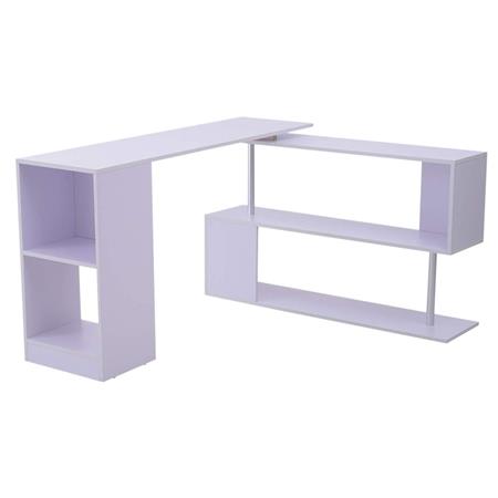 Bürotisch DOREAN, mit Drehgelenk und Regalen, aus Holz, Farbe Weiß