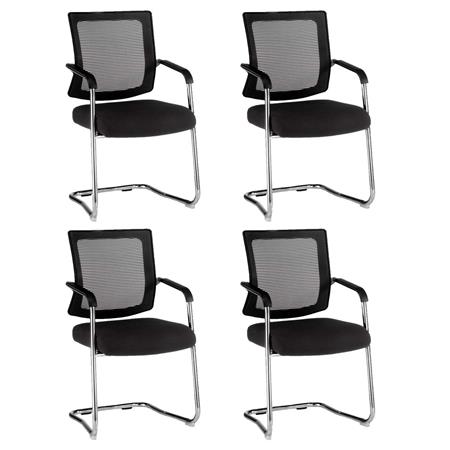 Im 4er-Set: Konferenzstuhl WISTER, Freischwinger, Metallgestell, Top-Qualität, Farbe Schwarz