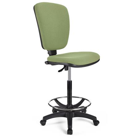 Arbeitshocker KALIPSO OHNE ARMLEHNEN, verstellbare Rückenlehne, dicke Polsterung, Stoffbezug, Farbe Grün
