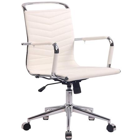 Bürostuhl SIGRID, elegantes Design, Lederbezug, Farbe Weiß