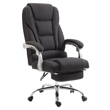 Chefsessel KOMODITY STOFF, dicke Polsterung, ausziehbare Fußstütze, Farbe Schwarz