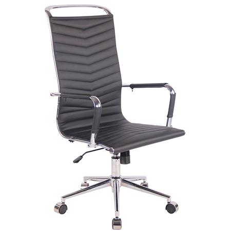Bürostuhl SIGRID mit hoher Rückenlehne, elegantes Design, Lederbezug, Farbe Schwarz