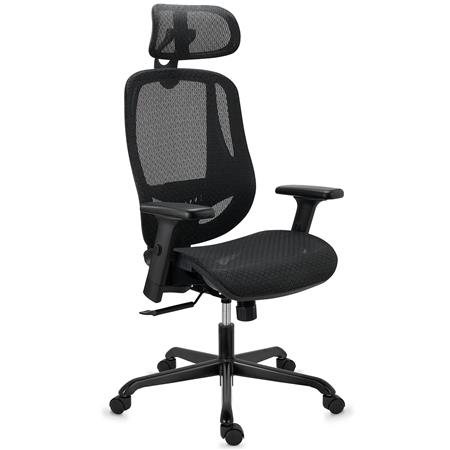 Ergonomischer Bürostuhl NOVA, Sehr komfortabel und regulierbar; Beste Qualität und Design, Netzstoff, Farbe Schwarz