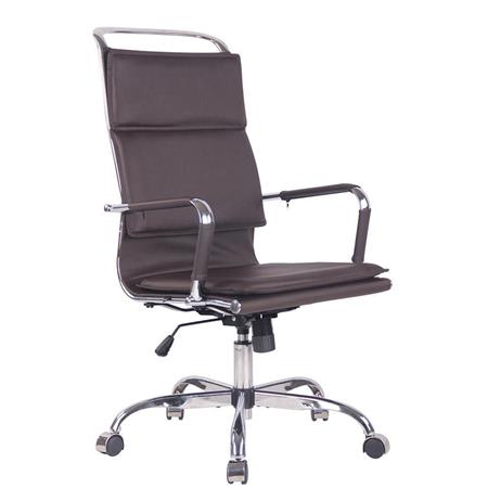 Bürostuhl QUEBEC, elegant und bequem, Lederbezug, Farbe Dunkelbraun
