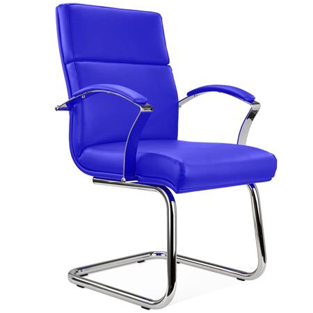 Besucherstuhl REBAT, Qualität und Design, Lederbezug, Farbe Blau