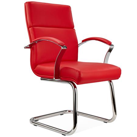 Besucherstuhl REBAT, Qualität und Design, Lederbezug, Farbe Rot