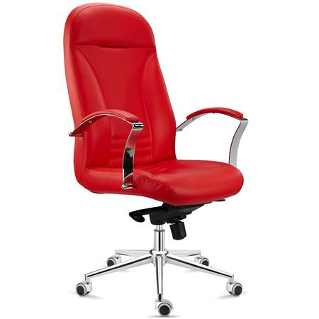 Chefsessel CANCUN, Wippfunktion, hohe Rückenlehne, Leder, Farbe Rot