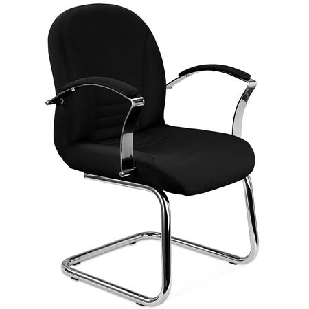 Besucherstuhl CANCUN, Elegantes Design, Metallstruktur, Stoffbezug, Farbe Schwarz