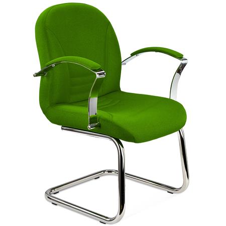 Besucherstuhl CANCUN, Elegantes Design, Metallstruktur, Stoffbezug, Farbe Grün