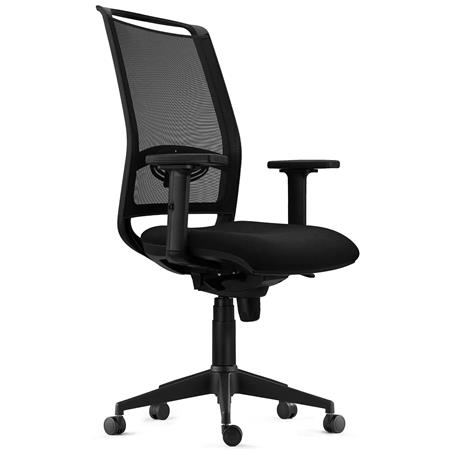 Ergonomischer Bürostuhl NEPTUNO, mit Lordosenstütze, für die 8h-Nutzung, Netz und Stoffbezug, Farbe Schwarz