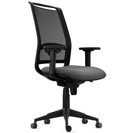 Ergonomischer Bürostuhl NEPTUNO, mit Lordosenstütze, für die 8h-Nutzung, Netz und Stoffbezug, Farbe Grau