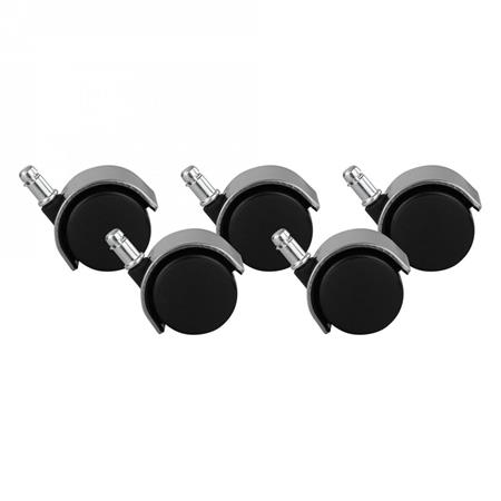 Im 5er-Set: Hartbodenrollen ROLLER 2, 11x50mm, elegantes Chromdesign
