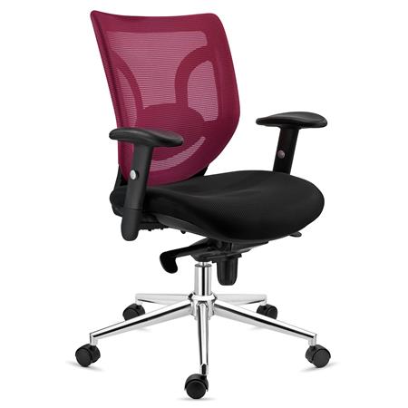 DEMO# Ergonomischer Bürostuhl LAMBO, 8h-Nutzung, unglaubliche Lendenwirbelstütze, Farbe Burgund