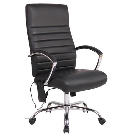 Bürosessel VALANTY LEDER MASSAGE, dicke Polsterung, Metallfußkreuz, Farbe Schwarz