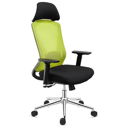 Ergonomischer Bürostuhl RIVER mit Kopfstütze, modernes Design, Wippfunktion, Farbe Grün