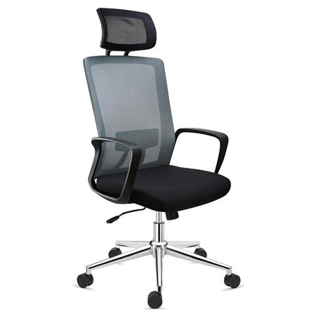 Ergonomischer Bürostuhl ERGOCITY mit Kopfstütze, Lordosenstütze, Wippfunktion, Farbe Grau