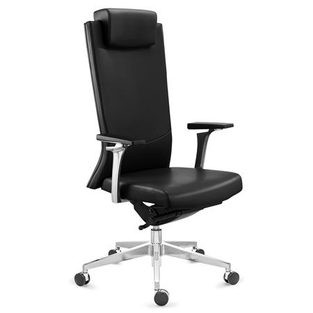 Chefsessel TELMO, Höchste Qualität, Eleganz und Design, Echtleder, Farbe Schwarz