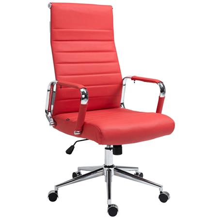 Bürostuhl KOLMU ECHTLEDER, Metallgestell, elegantes Design mit Quersteppung, Farbe Rot