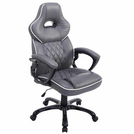 Gaming-Stuhl LEROY XXL, Wippmechanismus, maximale Widerstandsfähigkeit, Leder, Farbe Grau
