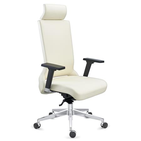 Chefsessel RIVIERA, einzigartiges Design, hervorragende Ergonomie, hochwertige Qualität, Echtleder, Farbe Weiß