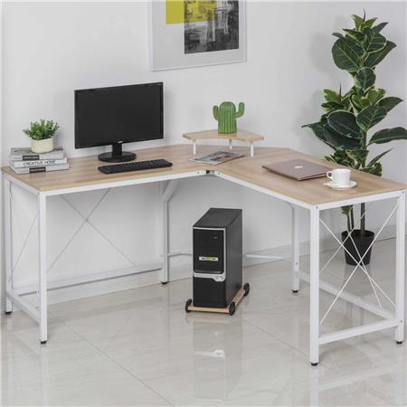 Eckschreibtisch BURTON, Holz und Metall, Abmessungen 150x150x76cm, Eiche