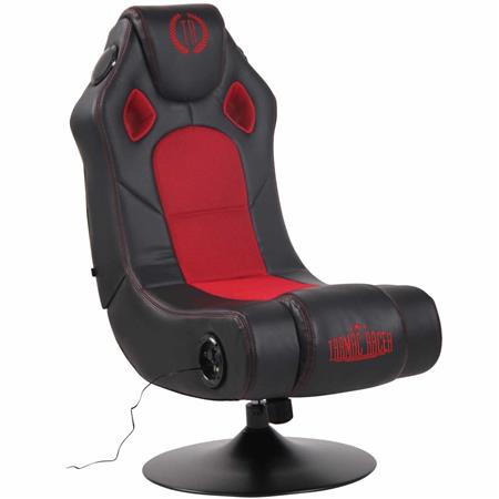 Gaming-Stuhl TAUKEN mit integriertem Soundsystem, Kunstleder und Netz, Farbe Schwarz/Rot