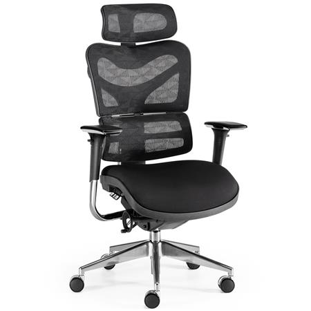 Ergonomischer Bürostuhl PROWORK, komplett anpassbar, zertifiziert, Netz- und Stoffbezug, Farbe Schwarz