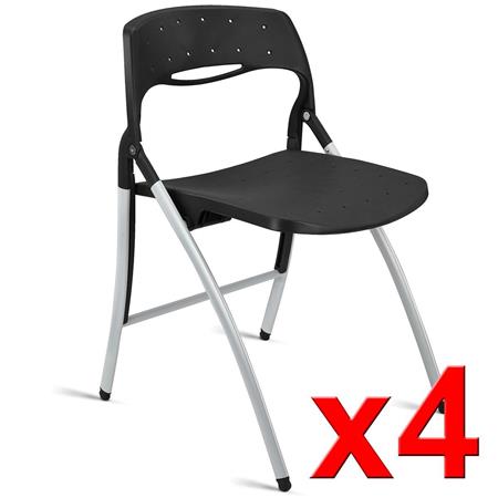 Im 4er Set: Besucherstuhl FILA, klappbar und sehr praktisch, Stahlstruktur, Farbe Schwarz