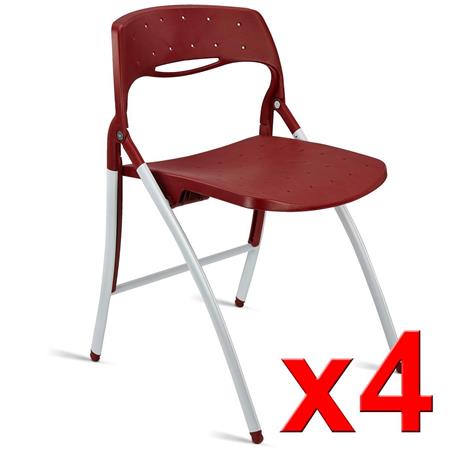 Im 4er Set: Besucherstuhl FILA, klappbar und sehr praktisch, Stahlstruktur, Farbe Burgund