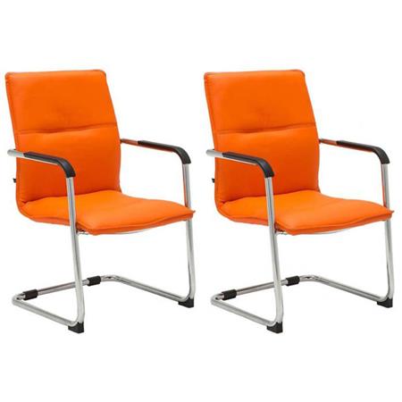 Im 2er-Set: Besucherstuhl GOLIATH, Metallgestell, großzügige Polsterung und elegantes Design, Farbe Orange