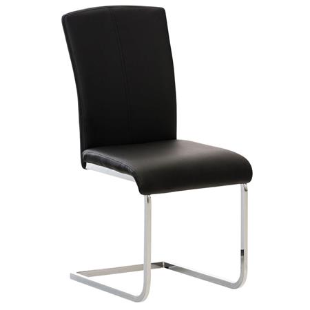 Besucherstuhl FOSTER, tolles Design, verchromtes Metallgestell, Kunstleder, Farbe Schwarz